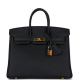 New Hermes Birkin 25 Black Togo Gold Hardware