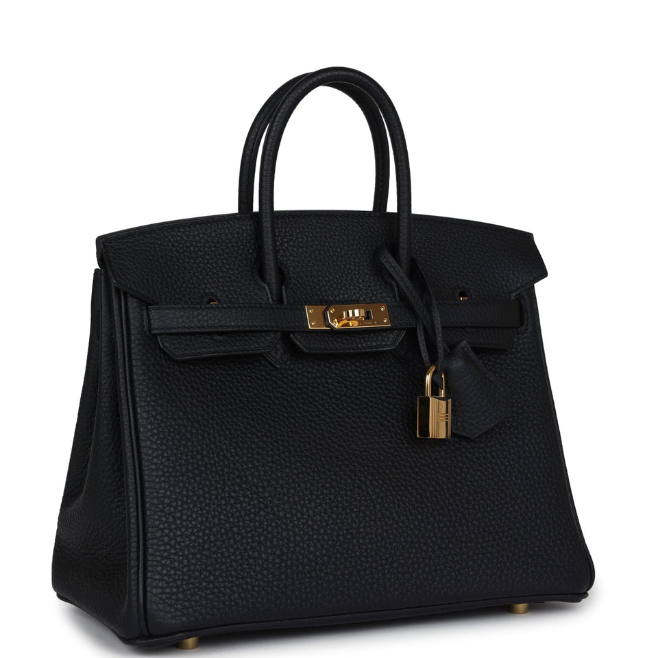New Hermes Birkin 25 Black Togo Gold Hardware