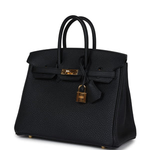 New Hermes Birkin 25 Black Togo Gold Hardware