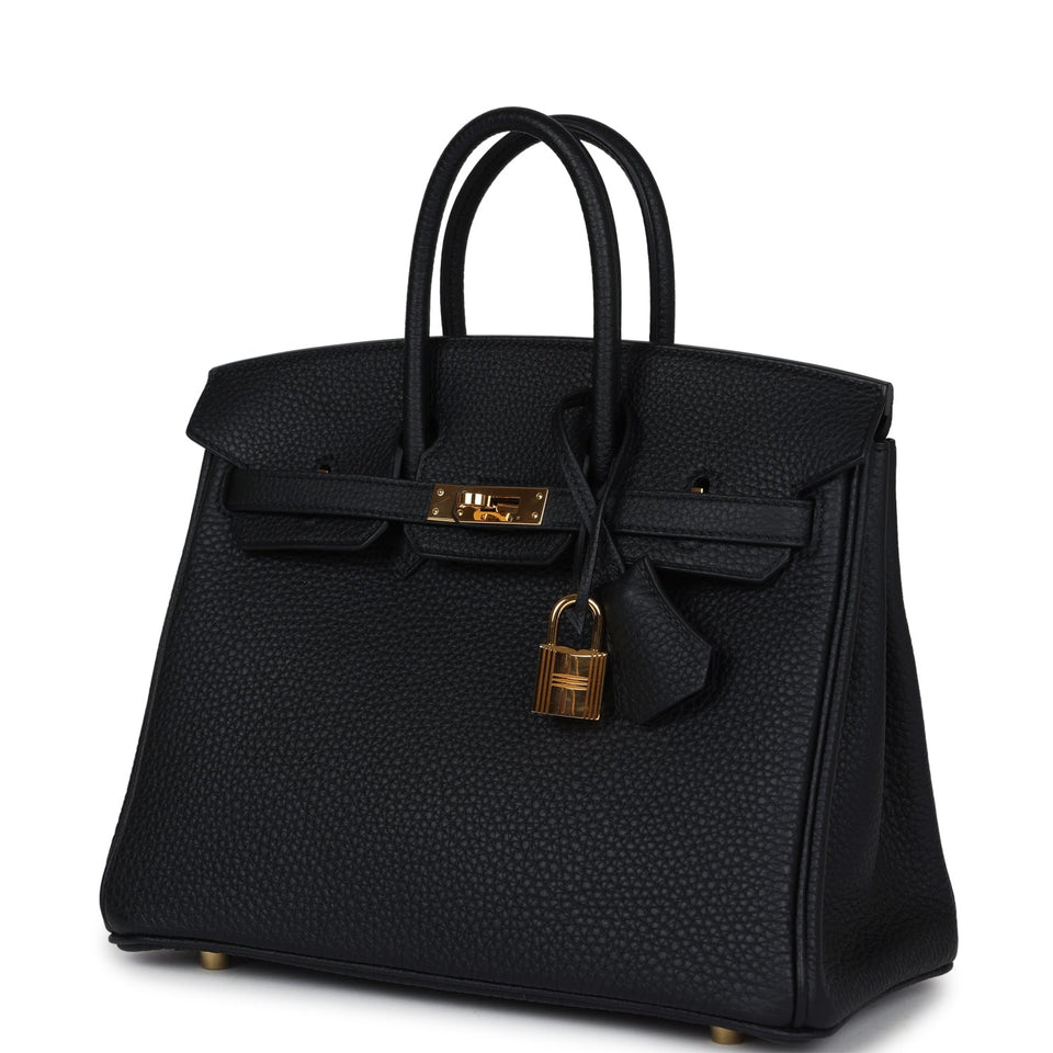 New Hermes Birkin 25 Black Togo Gold Hardware