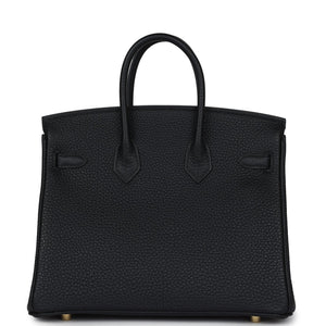 New Hermes Birkin 25 Black Togo Gold Hardware