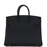 New Hermes Birkin 25 Black Togo Gold Hardware