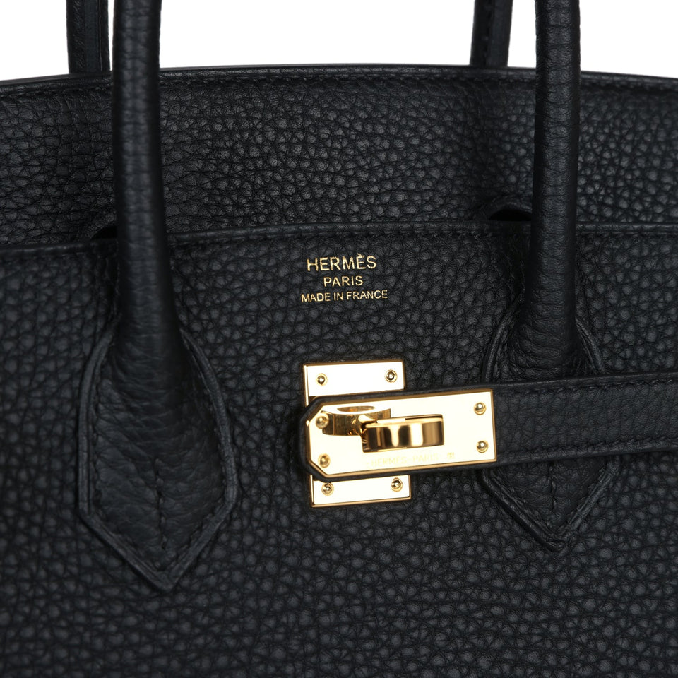 New Hermes Birkin 25 Black Togo Gold Hardware
