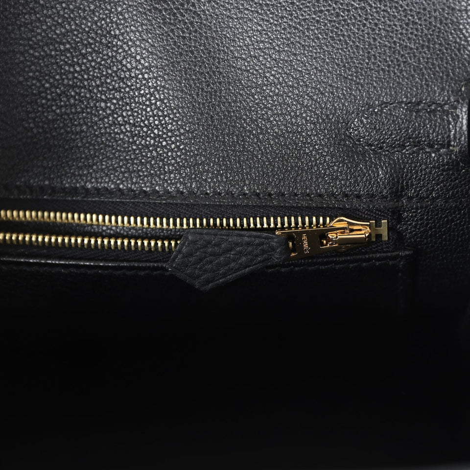 New Hermes Birkin 25 Black Togo Gold Hardware