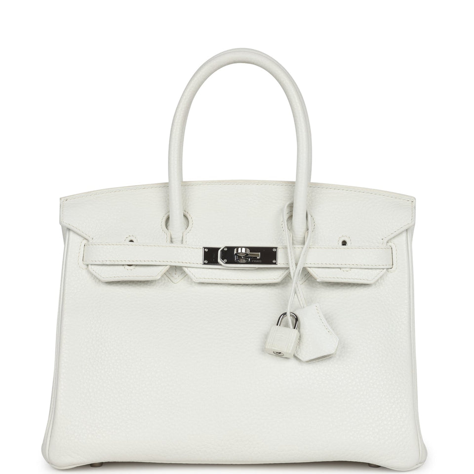 New Hermes Birkin 30 White Clemence Palladium Hardware