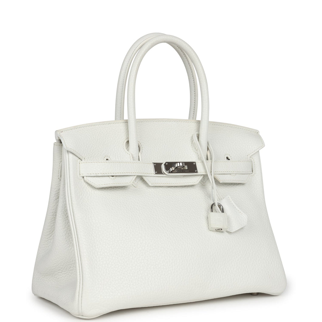 New Hermes Birkin 30 White Clemence Palladium Hardware