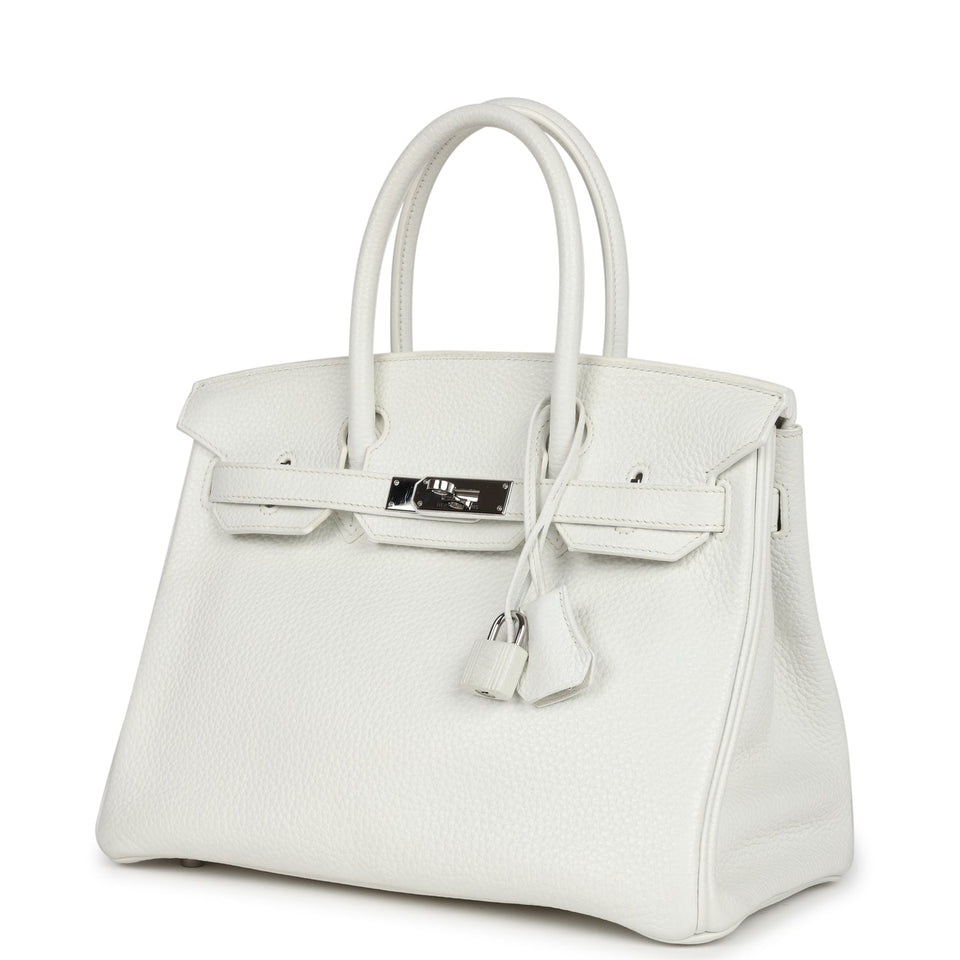New Hermes Birkin 30 White Clemence Palladium Hardware