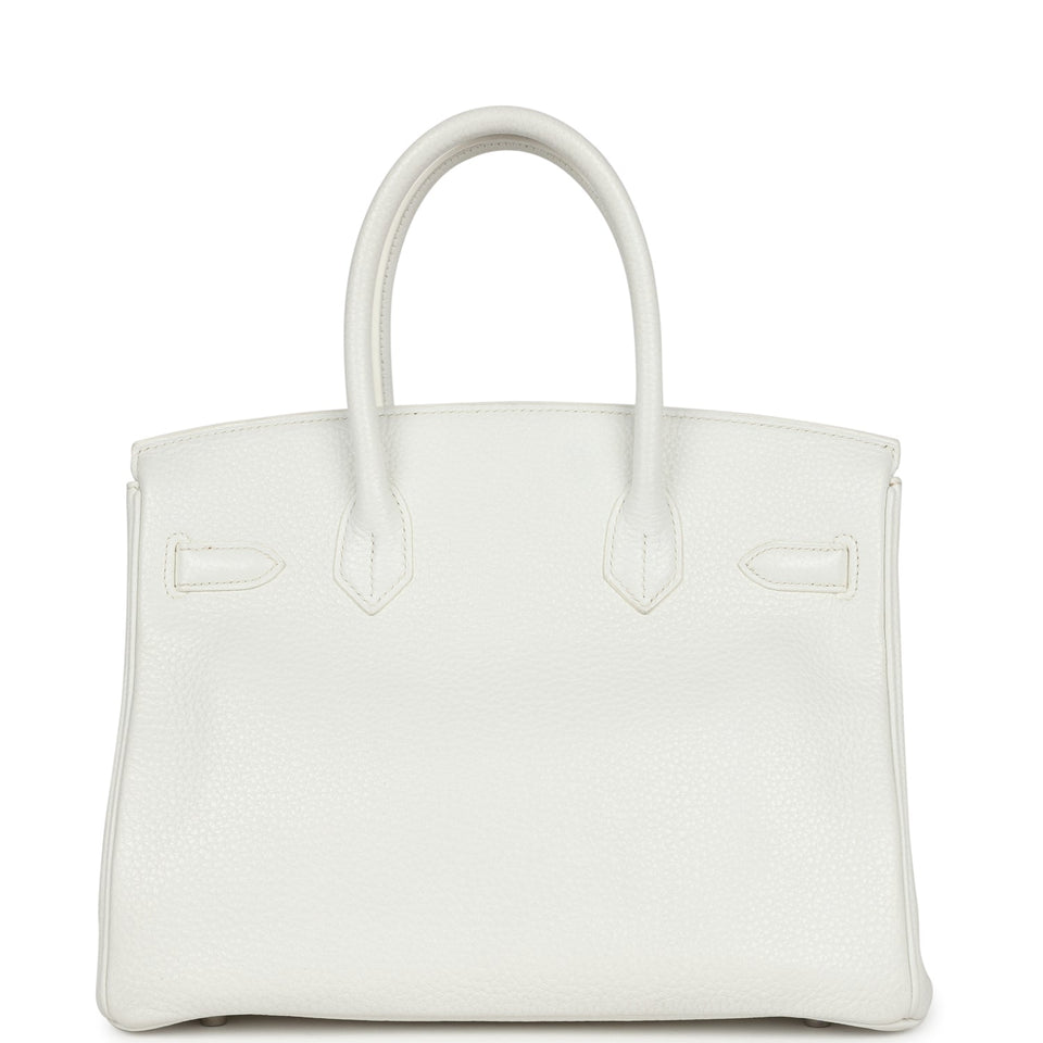 New Hermes Birkin 30 White Clemence Palladium Hardware