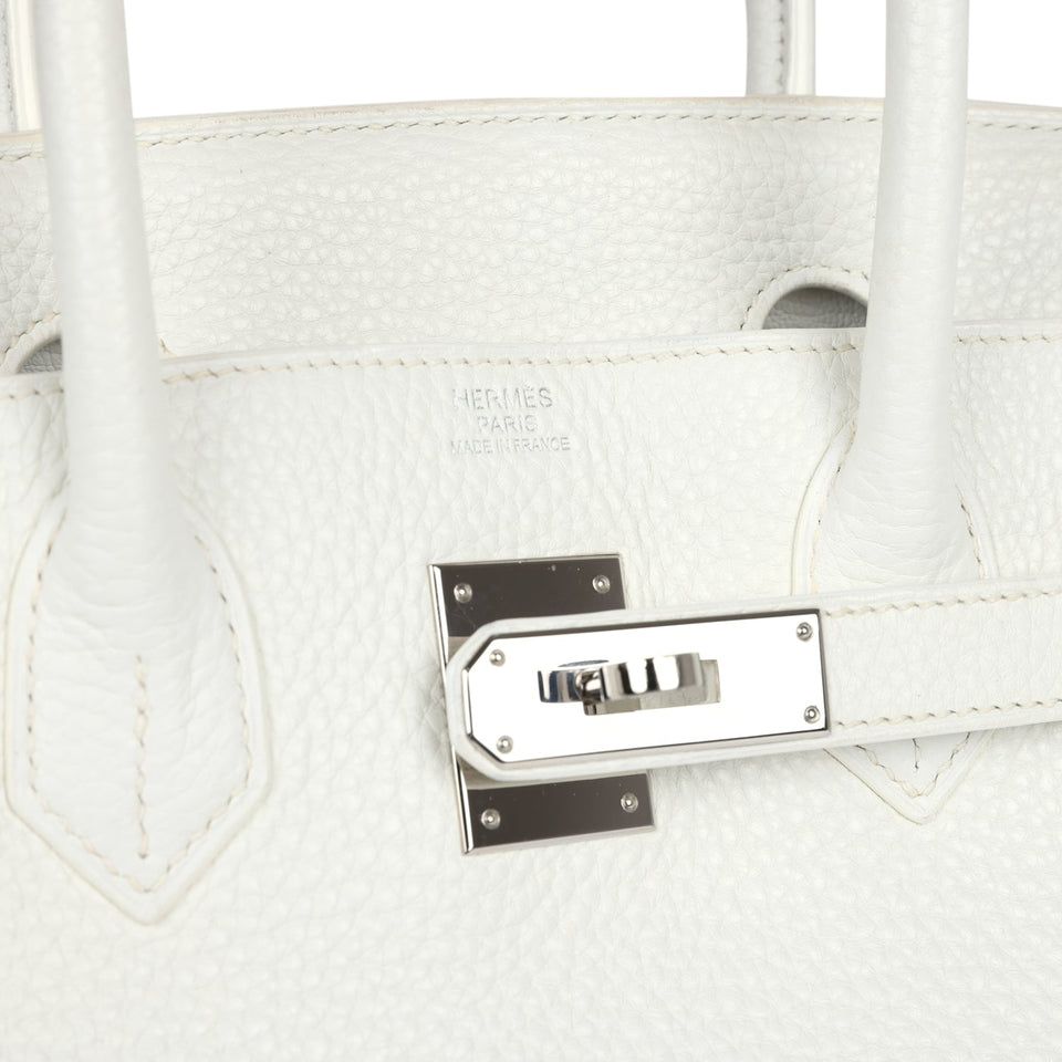 New Hermes Birkin 30 White Clemence Palladium Hardware