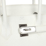 New Hermes Birkin 30 White Clemence Palladium Hardware
