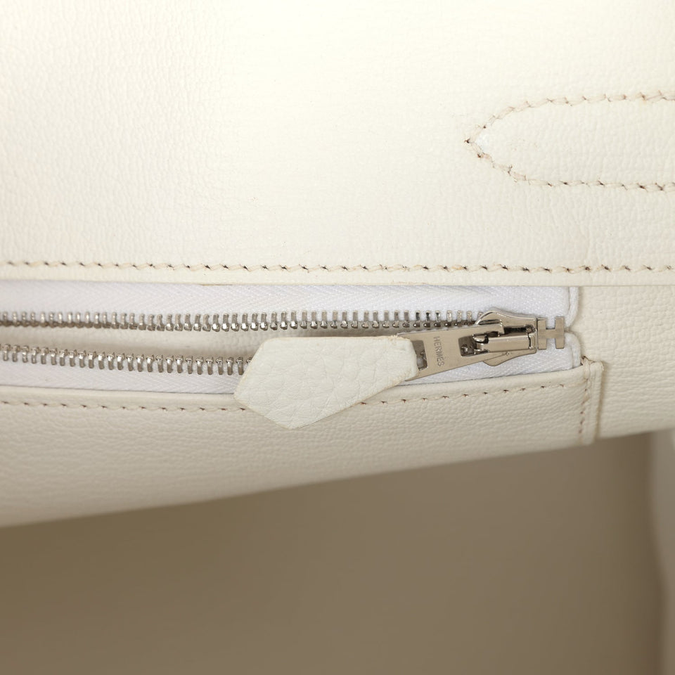 New Hermes Birkin 30 White Clemence Palladium Hardware