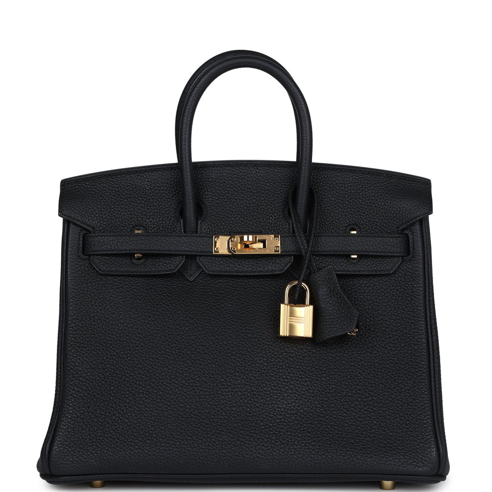 New Hermes Birkin 25 Black Togo Gold Hardware