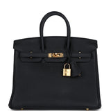 New Hermes Birkin 25 Black Togo Gold Hardware