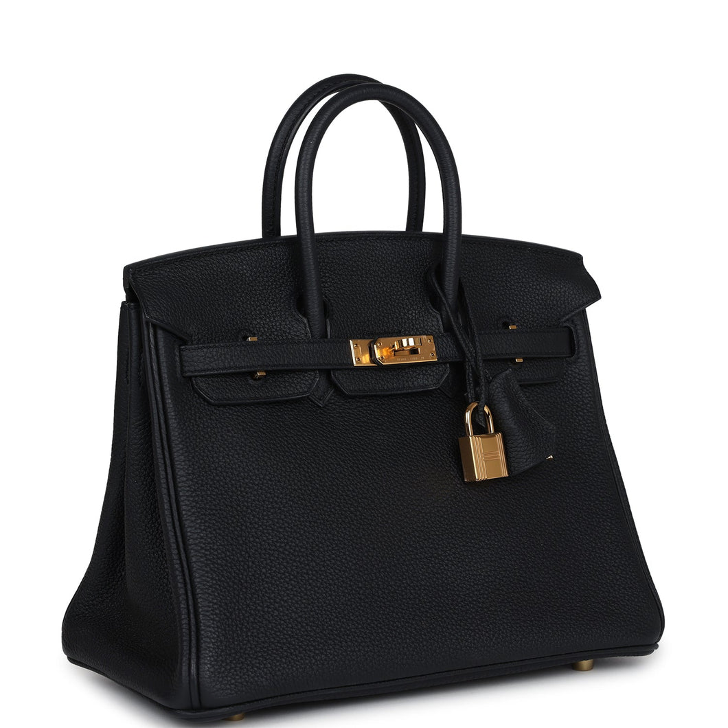 New Hermes Birkin 25 Black Togo Gold Hardware