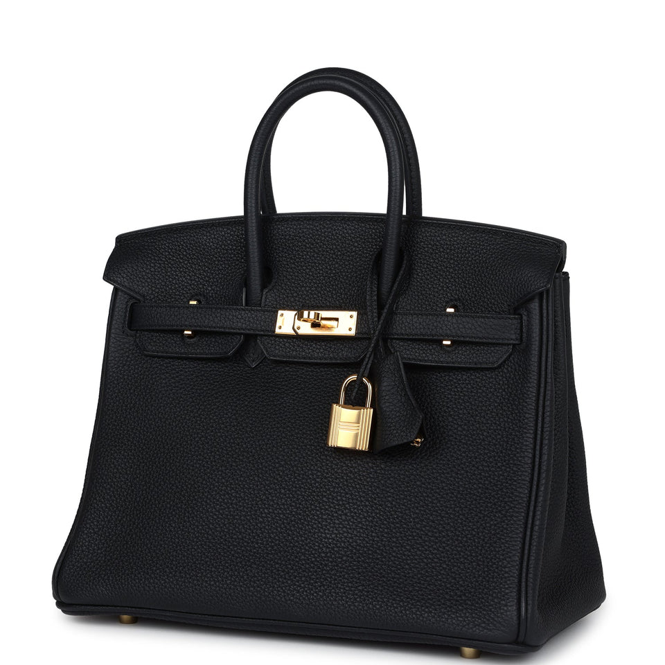 New Hermes Birkin 25 Black Togo Gold Hardware