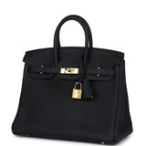 New Hermes Birkin 25 Black Togo Gold Hardware