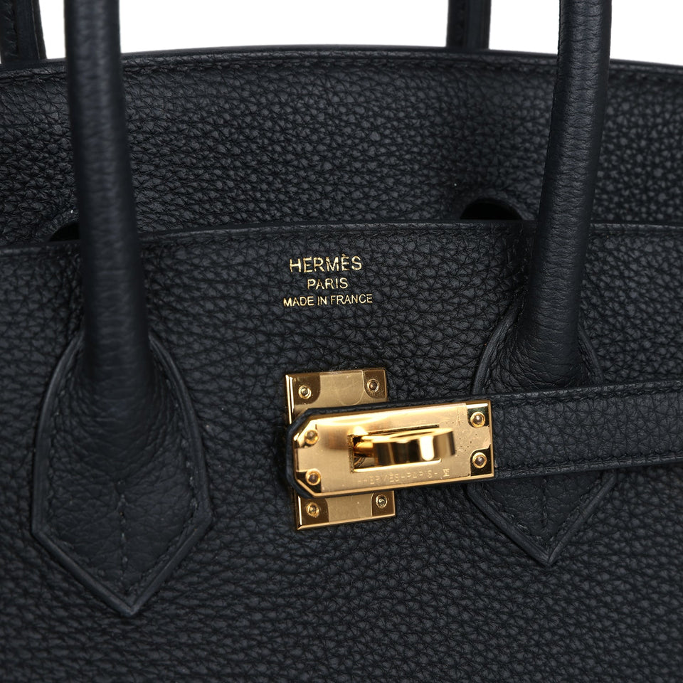 New Hermes Birkin 25 Black Togo Gold Hardware