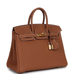 New Hermes Birkin 25 Gold Togo Gold Hardware