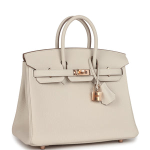 Hermes Birkin 25 Craie Togo Rose Gold Hardware
