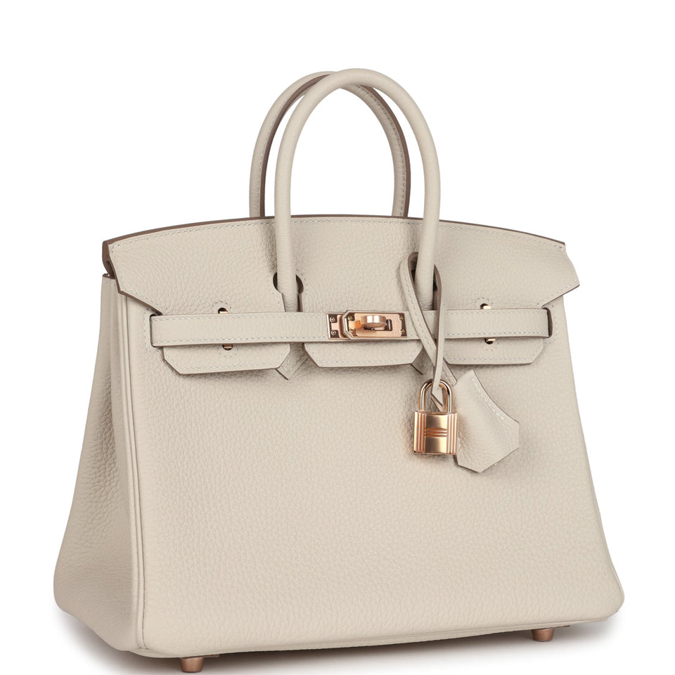 Hermes Birkin 25 Craie Togo Rose Gold Hardware