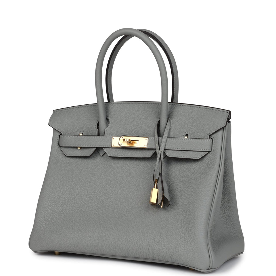 Hermes Birkin 30 Gris Mouette Togo Gold Hardware