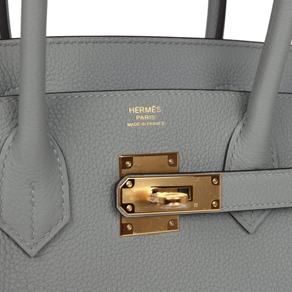 Hermes Birkin 30 Gris Mouette Togo Gold Hardware