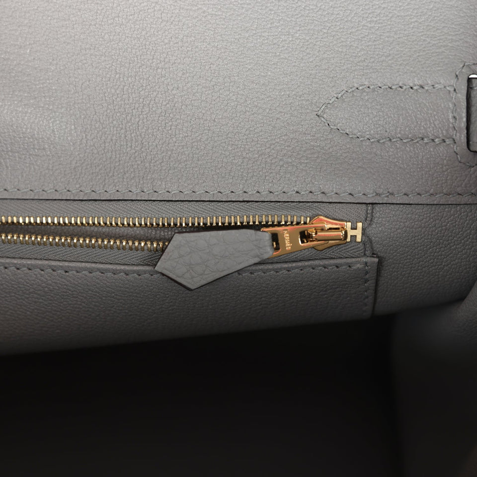 Hermes Birkin 30 Gris Mouette Togo Gold Hardware