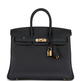 Hermes Birkin 25 Black Togo Gold Hardware