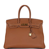New Hermes Birkin 35 Gold Togo Gold Hardware