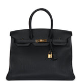 New Hermes Birkin 35 Black Togo Gold Hardware