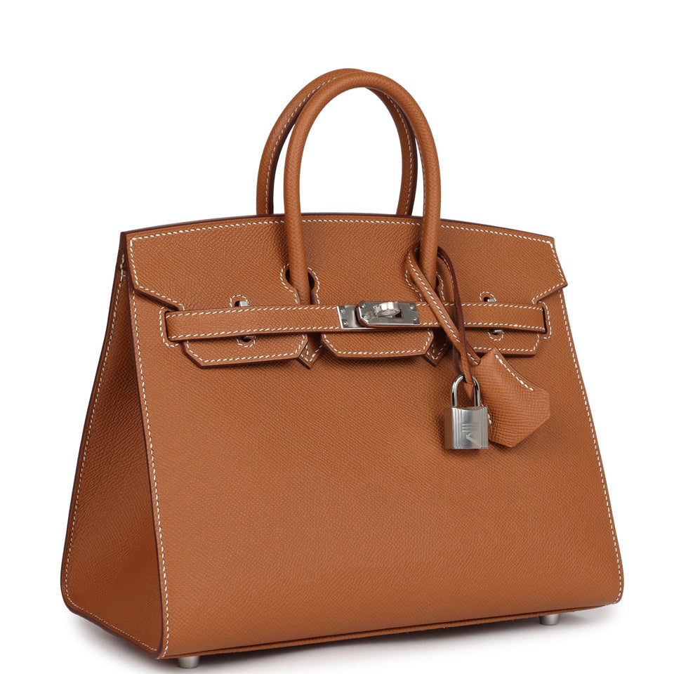 Hermes Birkin Sellier 25 Gold Epsom Palladium Hardware