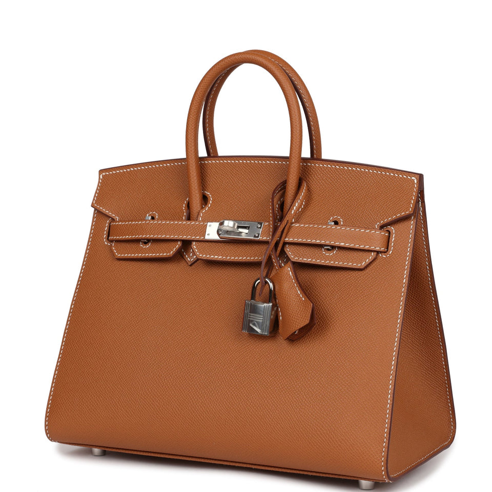 Hermes Birkin Sellier 25 Gold Epsom Palladium Hardware