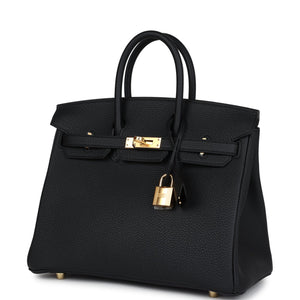 Hermes Birkin 25 Black Togo Gold Hardware
