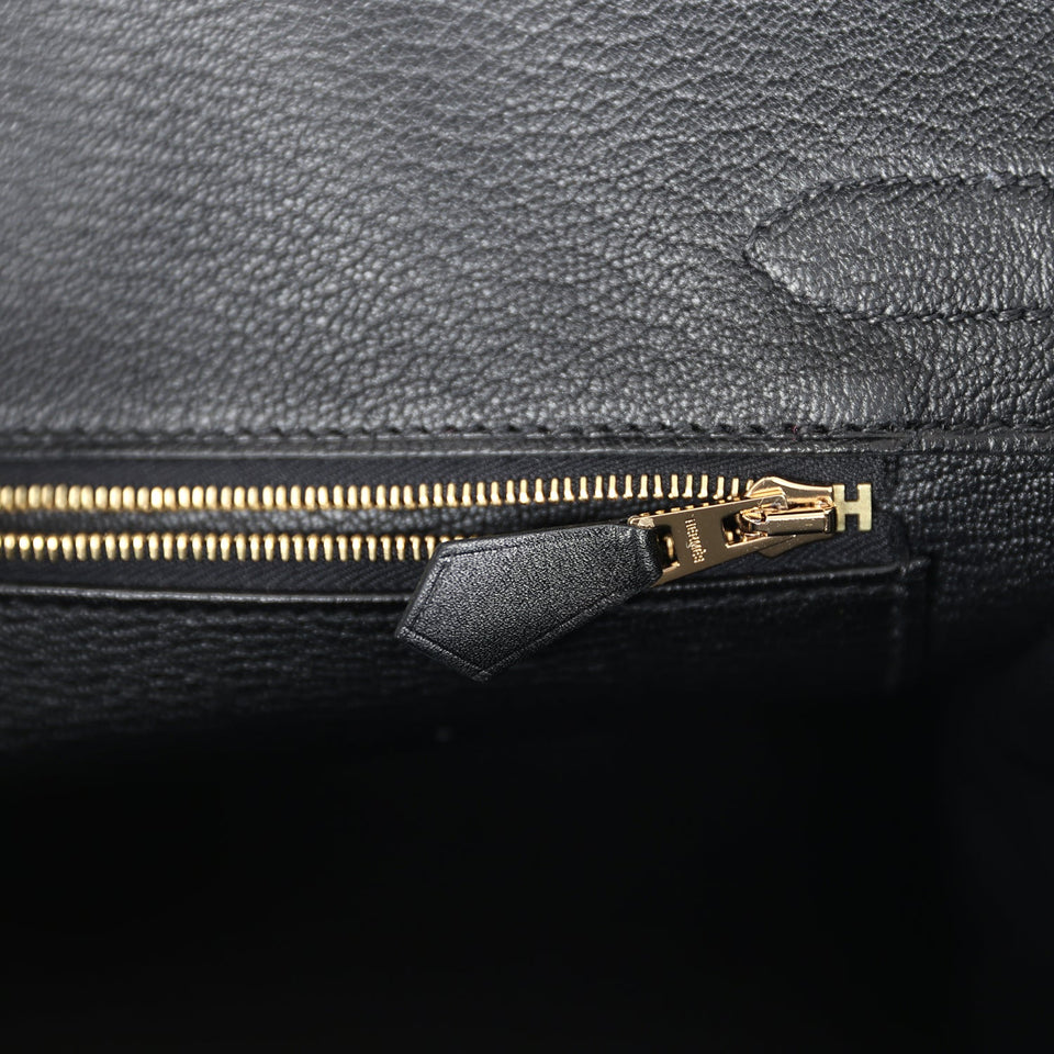Hermes Birkin 30 Black Tadelakt Gold Hardware