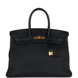 New Hermes Birkin 35 Black Togo Gold Hardware