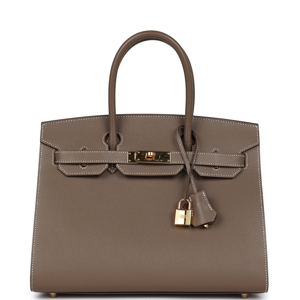 New Hermes Birkin Sellier 30 Etoupe Epsom Gold Hardware