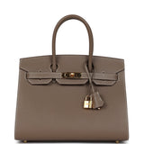 New Hermes Birkin Sellier 30 Etoupe Epsom Gold Hardware