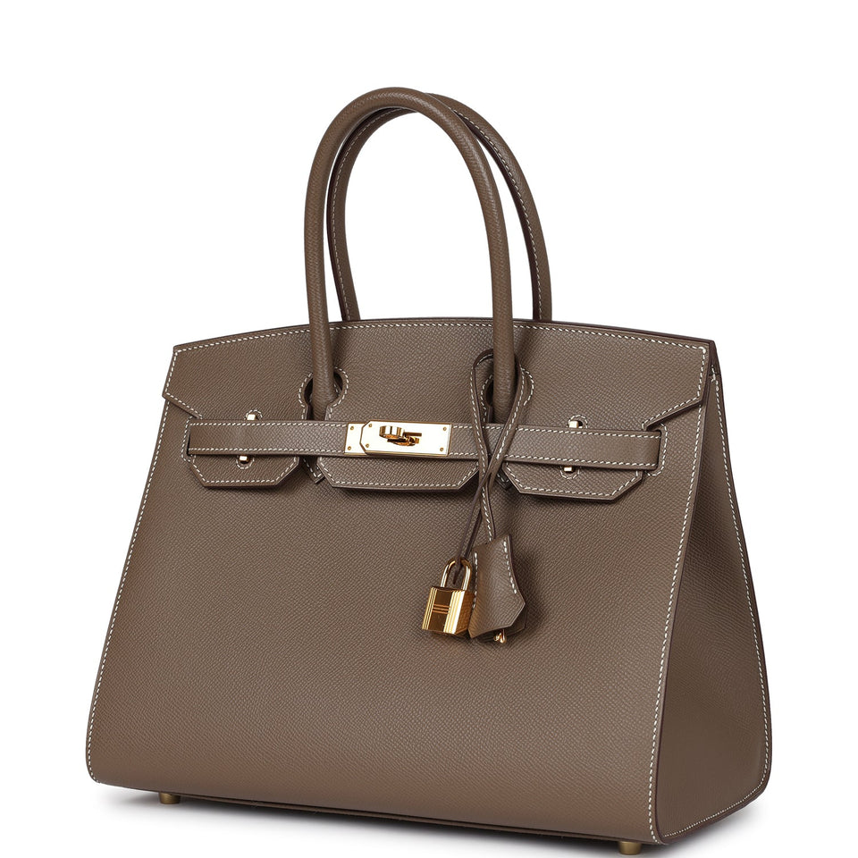 New Hermes Birkin Sellier 30 Etoupe Epsom Gold Hardware