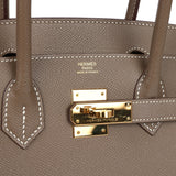 New Hermes Birkin Sellier 30 Etoupe Epsom Gold Hardware