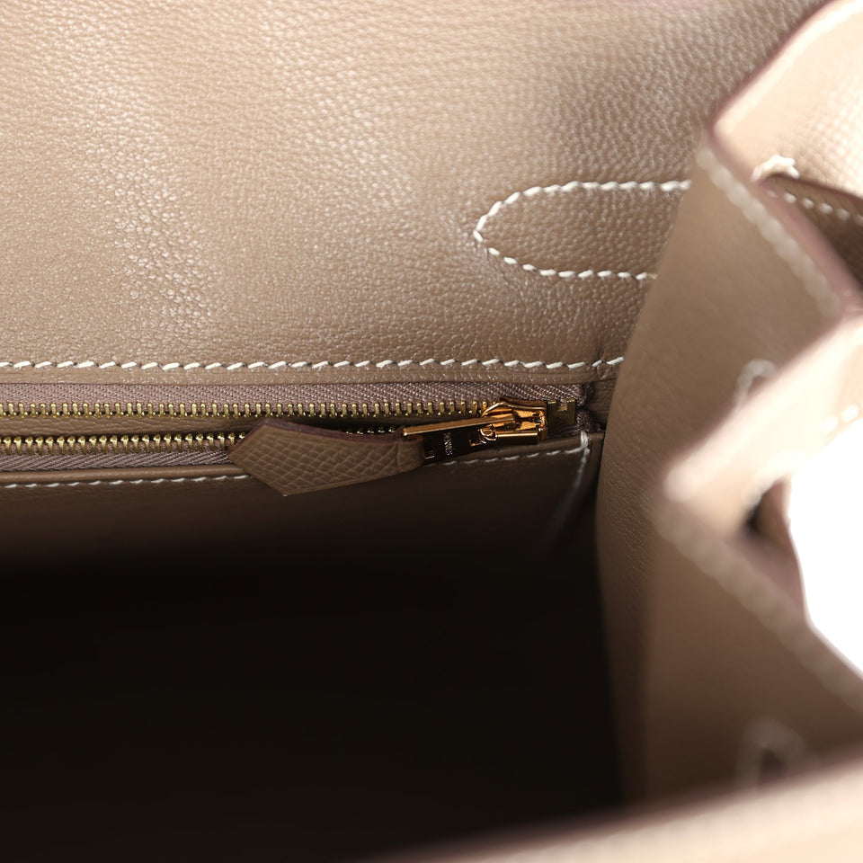 New Hermes Birkin Sellier 30 Etoupe Epsom Gold Hardware