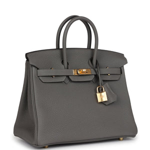 Hermes Birkin 25 Gris Meyer Togo Gold Hardware