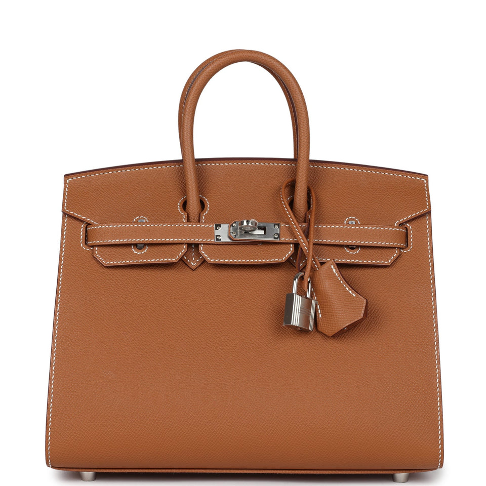 Hermes Birkin Sellier 25 Gold Epsom Palladium Hardware