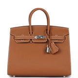 Hermes Birkin Sellier 25 Gold Epsom Palladium Hardware