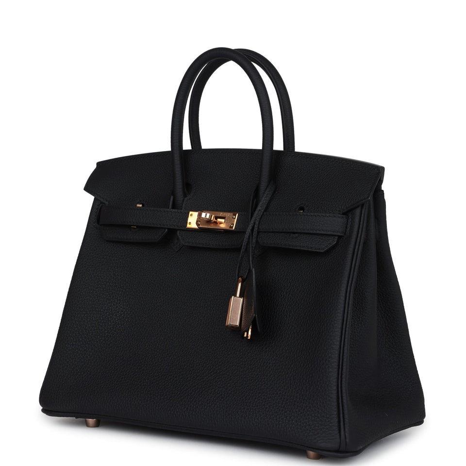 Hermes Birkin 25 Black Togo Rose Gold Hardware