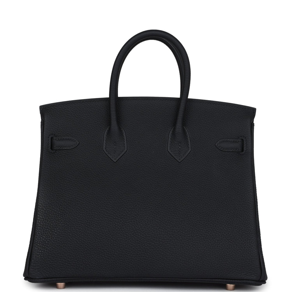 Hermes Birkin 25 Black Togo Rose Gold Hardware