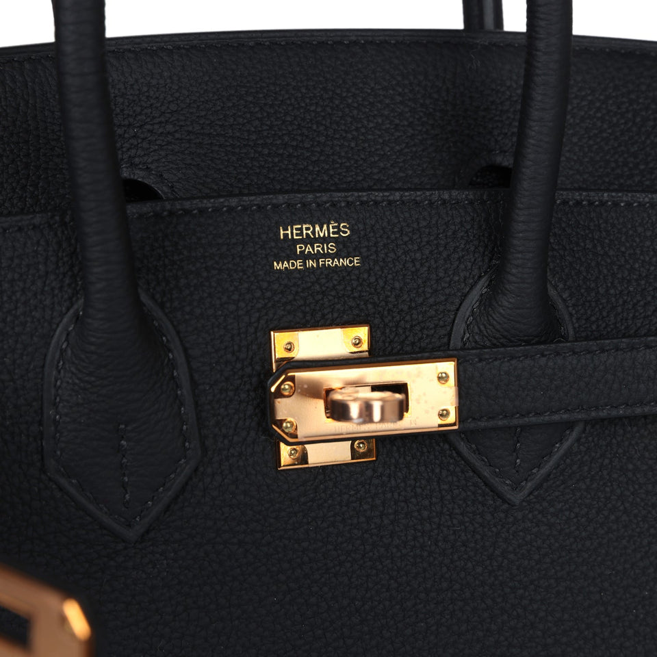 Hermes Birkin 25 Black Togo Rose Gold Hardware