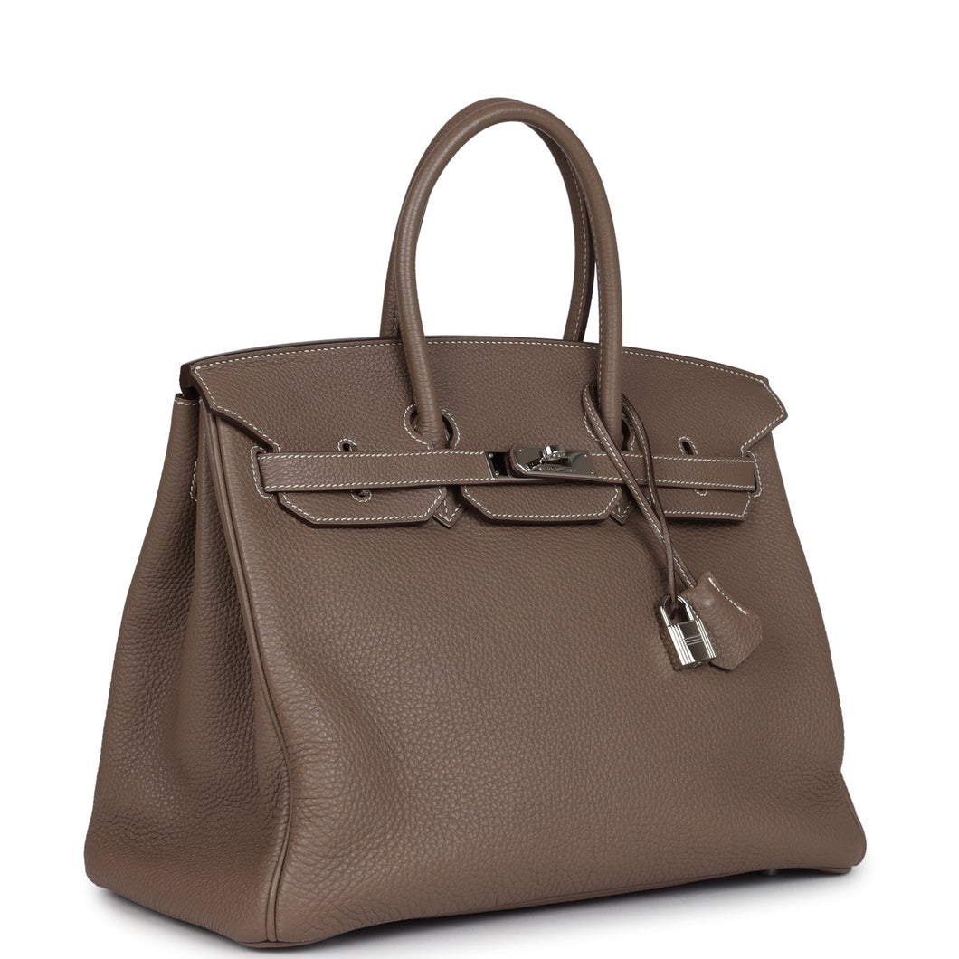 New Hermes Birkin 35 Etoupe Togo Palladium Hardware
