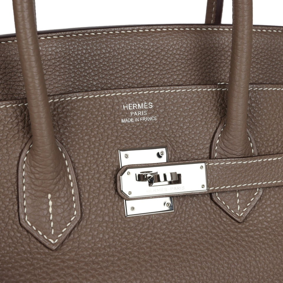 New Hermes Birkin 35 Etoupe Togo Palladium Hardware
