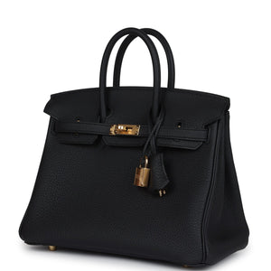Hermes Birkin 25 Black Togo Gold Hardware