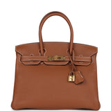 New Hermes Birkin 30 Gold Togo Gold Hardware